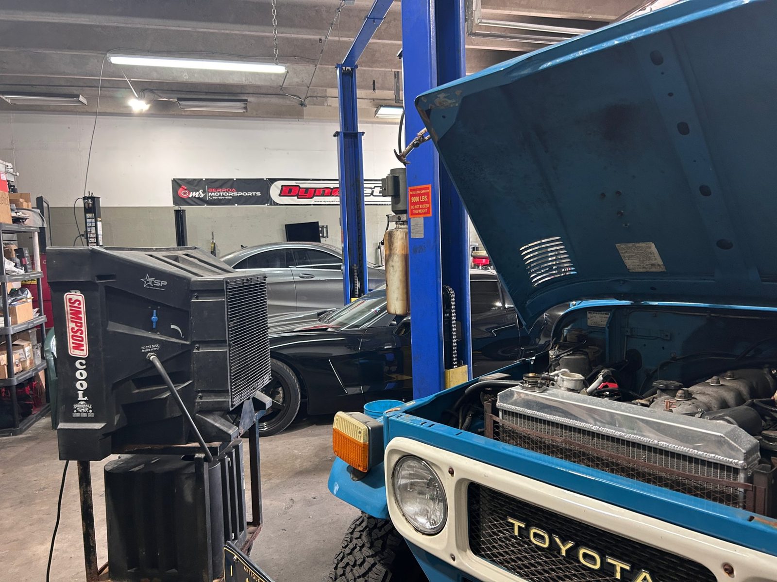 Classic Toyota FJ40 Land Cruiser being restored at Cappelli and Son Automotive shop in Davie, Florida